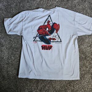 Marvel x Huf Spiderman Size Large White Short Sleeve Streetwear Double-Sided Tee